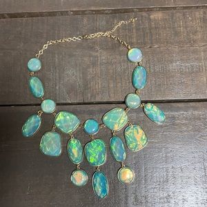 Teal and gold statement necklace